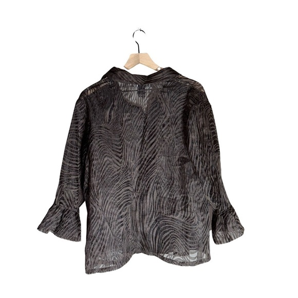 City Knits Shear Button Blouse Zebra Print - Size L - Picture 2 of 4